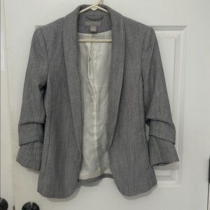 H&M ¾ sleeve grey herringbone blazer size XS gray
